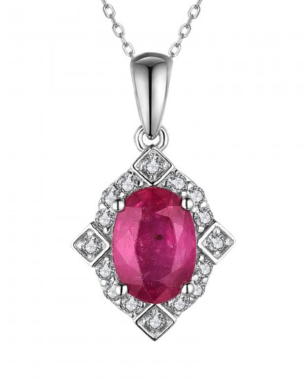 OVAL RUBY DIAMOND PENDANT (VP462)
