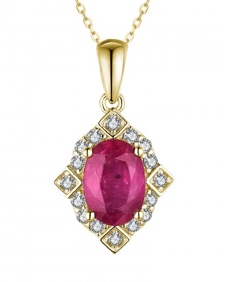OVAL RUBY DIAMOND PENDANT (VP462)