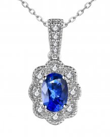 OVAL SAPPHIRE DIAMOND PENDANT (VP464)