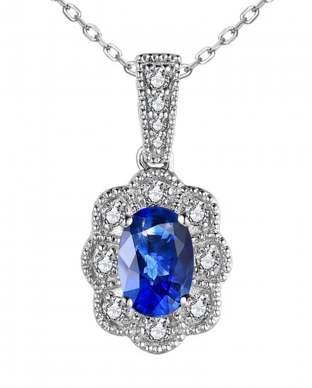 OVAL SAPPHIRE DIAMOND PENDANT (VP464)