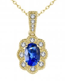OVAL SAPPHIRE DIAMOND PENDANT (VP464)
