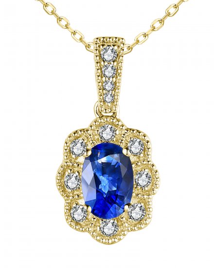 OVAL SAPPHIRE DIAMOND PENDANT (VP464)