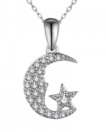 CRESCENT MOON STAR DIAMOND PENDANT (VP468)
