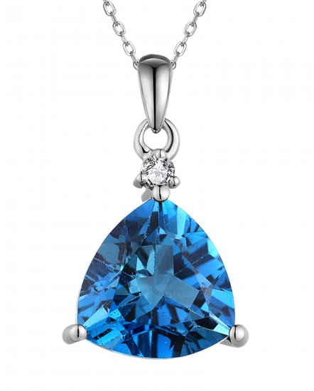 TRIANGLE SWISS BLUE TOPAZ DIAMOND PENDANT (VP477)