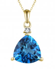 TRIANGLE SWISS BLUE TOPAZ DIAMOND PENDANT (VP477)