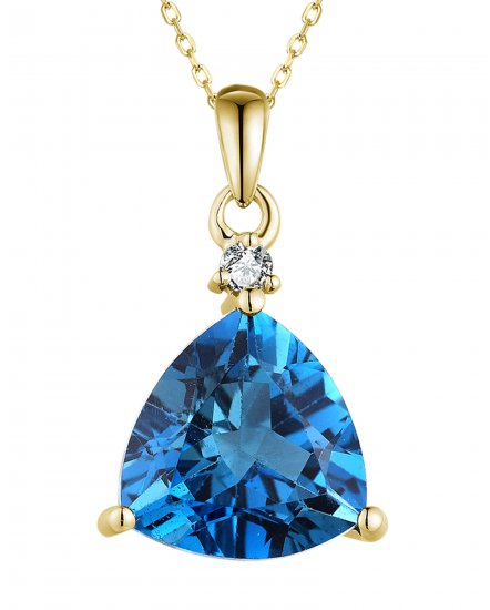 TRIANGLE SWISS BLUE TOPAZ DIAMOND PENDANT (VP477)