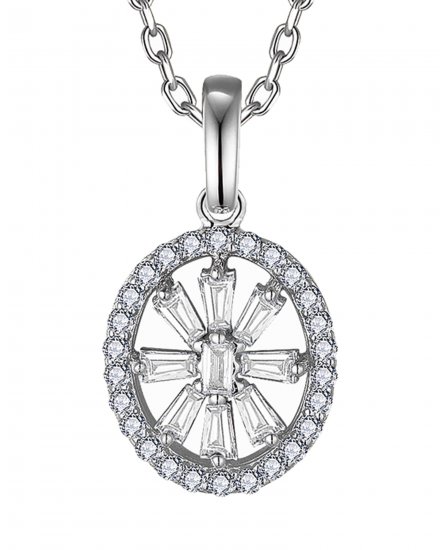 OVAL STYLE BAGUETTE DIAMOND PENDANT (VP489)