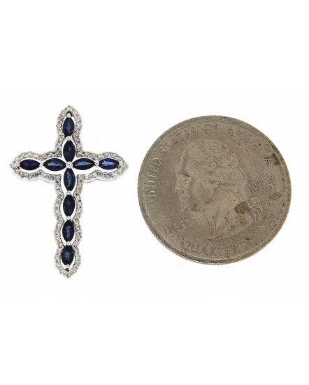 CROSS COLORED STONE DIAMOND PENDANT (SP397)
