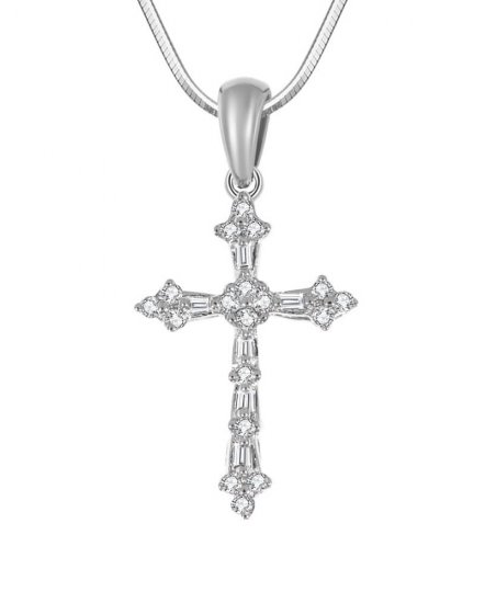 CROSS BAGUETTE DIAMOND PENDANT (SP554)