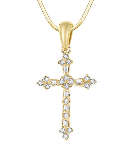 CROSS BAGUETTE DIAMOND PENDANT (SP554)