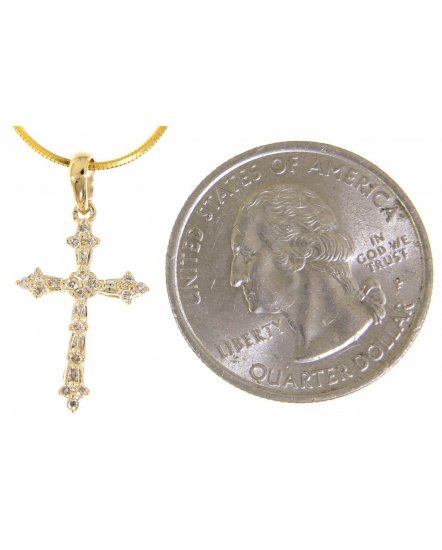 CROSS BAGUETTE DIAMOND PENDANT (SP554)