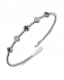 CLOVER STYLE SAPPHIRE DIAMOND FLEXIBLE BANGLE BRACELET (TB1014)