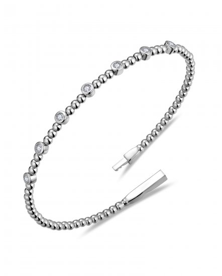BEZEL DIAMOND FLEXIBLE BANGLE BRACELET (TB1015)