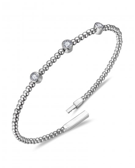 BEZEL DIAMOND FLEXIBLE BANGLE BRACELET (TB1016)