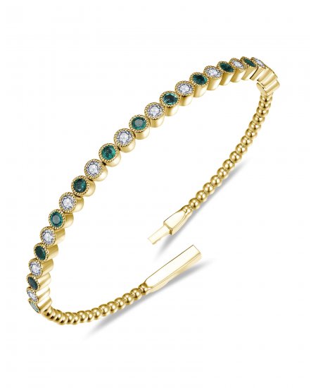 EMERALD DIAMOND FLEXIBLE BANGLE BRACELET (TB1020)