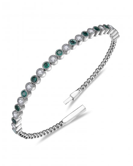 EMERALD DIAMOND FLEXIBLE BANGLE BRACELET (TB1020)