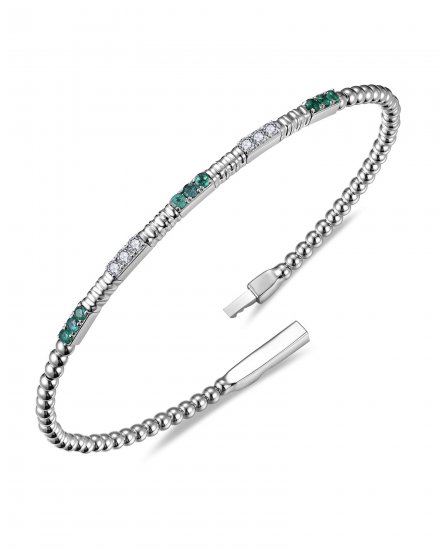 EMERALD DIAMOND FLEXIBLE BANGLE BRACELET (TB1021)