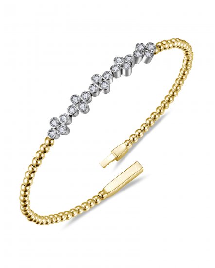 CLOVER STYLE DIAMOND FLEXIBLE BANGLE BRACELET (TB1028)