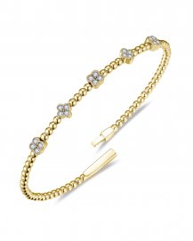 CLOVER STYLE DIAMOND FLEXIBLE BANGLE BRACELET (TB1037)