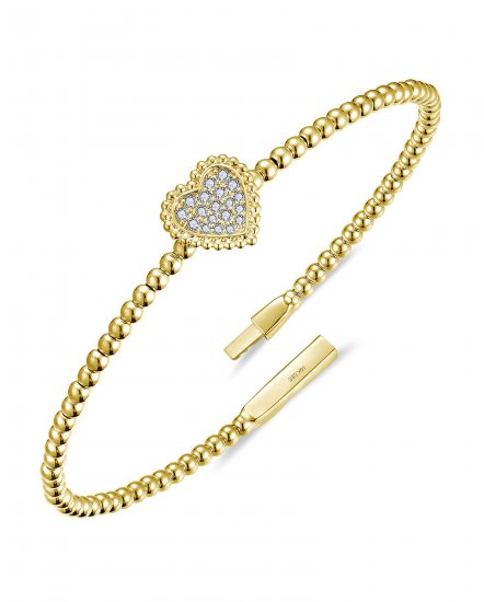 HEART SHAPE DIAMOND FLEXIBLE BANGLE BRACELET (TB1060)