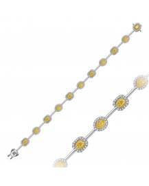 MULTI TONE OVAL EMERALD CUT DIAMOND BRACELET (TB1075)