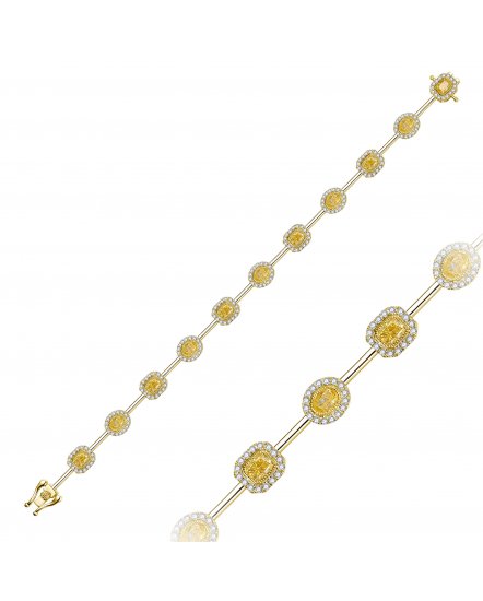 MULTI TONE OVAL EMERALD CUT DIAMOND BRACELET (TB1075)