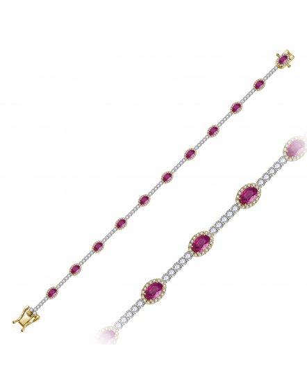 OVAL RUBY DIAMOND BRACELET (TB1084)