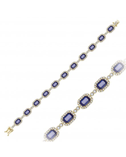 EMERALD CUT SAPPHIRE DIAMOND BRACELET (TB1107)
