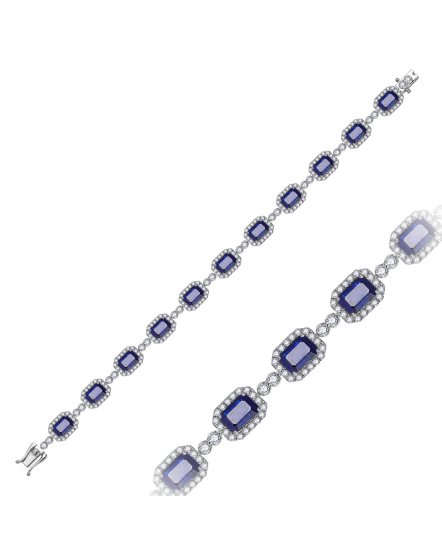EMERALD CUT SAPPHIRE DIAMOND BRACELET (TB1107)