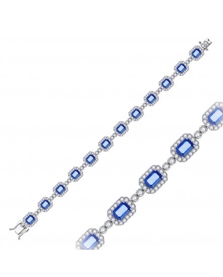 EMERALD CUT SAPPHIRE DIAMOND BRACELET (TB1108)