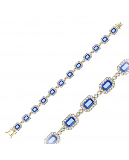 EMERALD CUT SAPPHIRE DIAMOND BRACELET (TB1108)