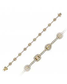 MULTI TONE OVAL PEAR CUSHION DIAMOND BRACELET (TB1110)