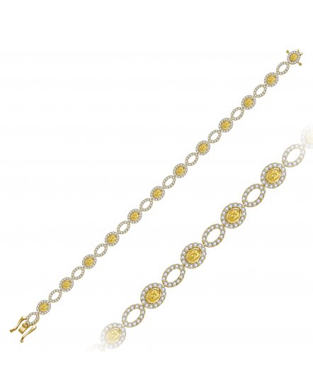 MULTI TONE OVAL DIAMOND BRACELET (TB1114)