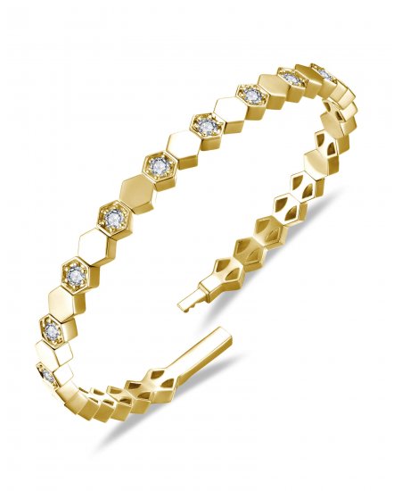 HEXAGON SHAPE DIAMOND FLEXIBLE BANGLE BRACELE (TB1180)
