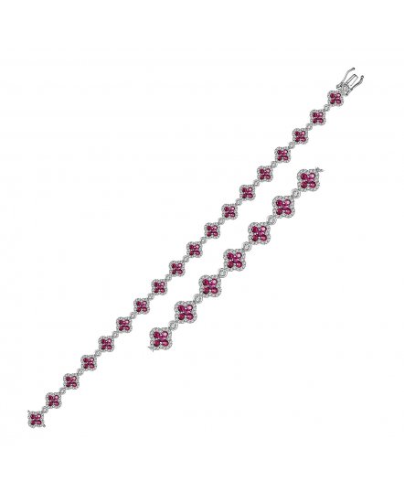 CLOVER STYLE RUBY DIAMOND BRACELET (TB227)