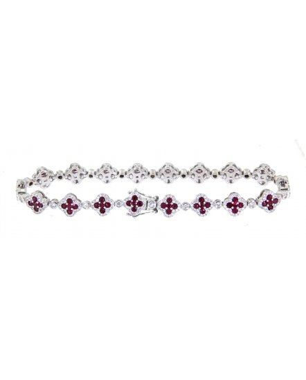 CLOVER STYLE RUBY DIAMOND BRACELET (TB227)