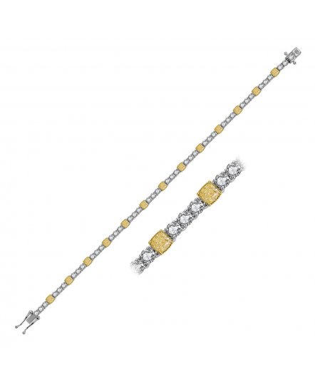 MULTI TONE CUSHION DIAMOND BRACELET (TB419)