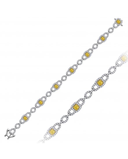 MULTI TONE CUSHION DIAMOND BRACELET (TB421C)