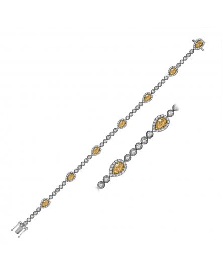 MULTI TONE PEAR DIAMOND BRACELET (TB468)