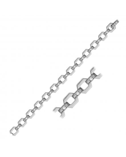 LINK STYLE BAGUETTE DIAMOND BRACELET (TB472)