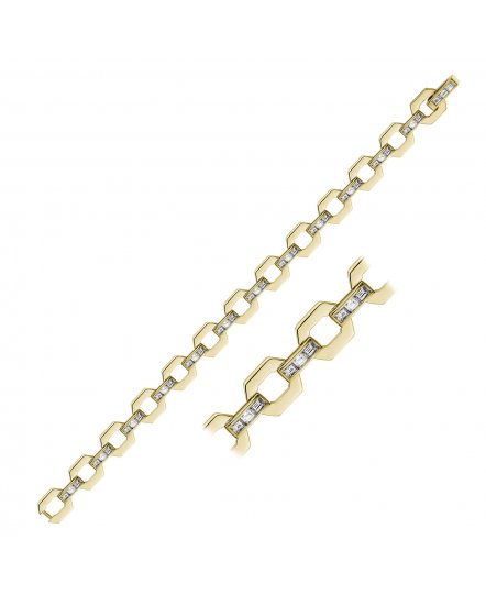 LINK STYLE BAGUETTE DIAMOND BRACELET (TB472)