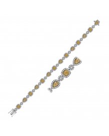 MULTI TONE PEAR CUSHION DIAMOND BRACELET (TB481)