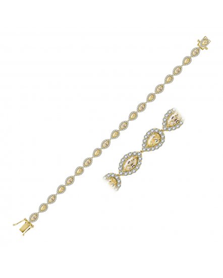 MULTI TONE PEAR MARQUISE DIAMOND BRACELET (TB484)