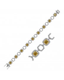 MULTI TONE CUSHION DIAMOND BRACELET (TB520)