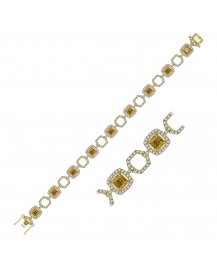 MULTI TONE CUSHION DIAMOND BRACELET (TB520)