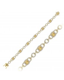 MULTI TONE CUSHION DIAMOND BRACELET (TB524)