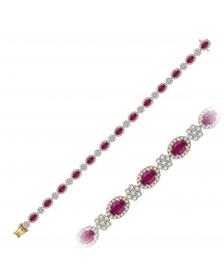 OVAL RUBY DIAMOND BRACELET (TB536)