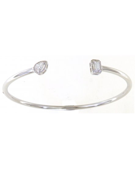 PEAR EMERALD CUT DIAMOND CUFF STYLE BANGLE BRACELET (TB562)