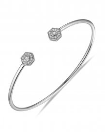 HEXAGON SHAPE CUFF STYLE DIAMOND BANGLE BRACELET (TB567)