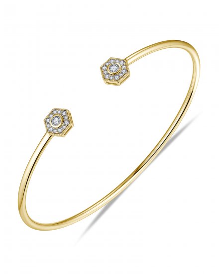 HEXAGON SHAPE CUFF STYLE DIAMOND BANGLE BRACELET (TB567)